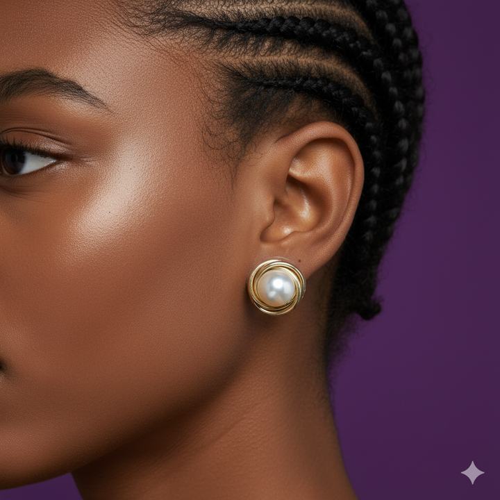 14K Gold & Pearl Stud Earrings