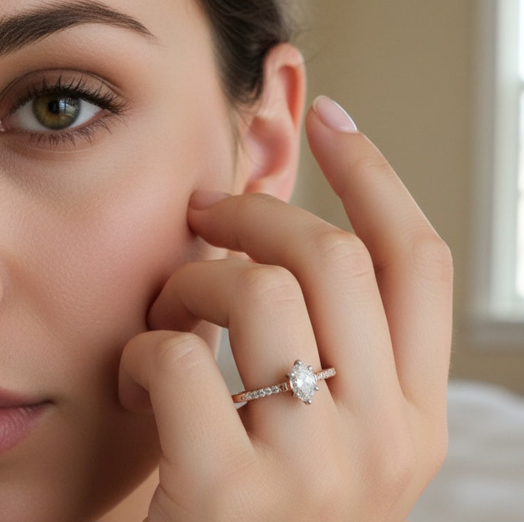 Rose Gold & Accented Solitaire Diamond Ring