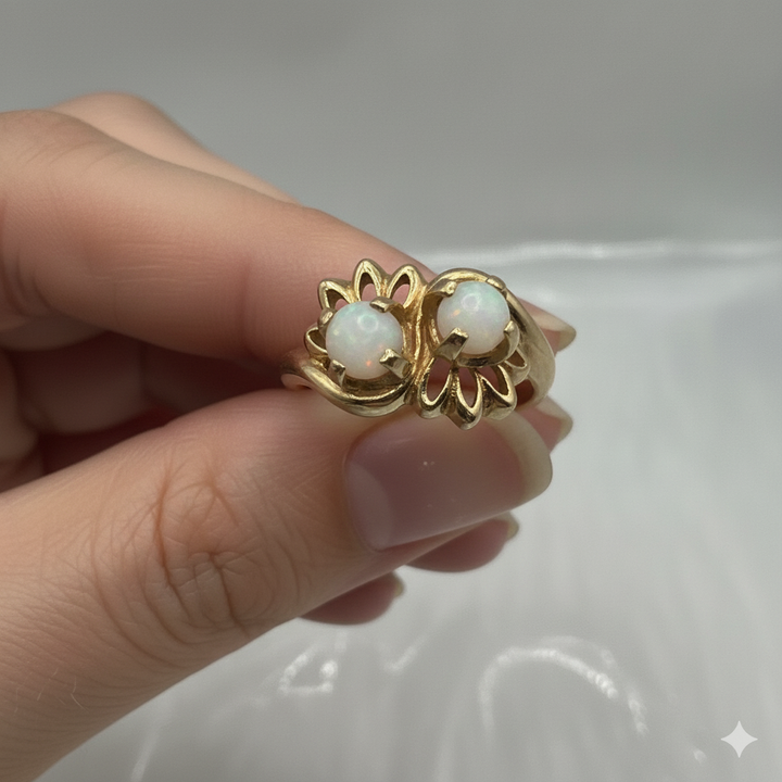 Gold & Pearl Up-Down Flower Ring