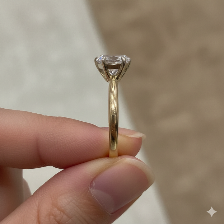 Gold & Simulant Heart Diamond Love Ring