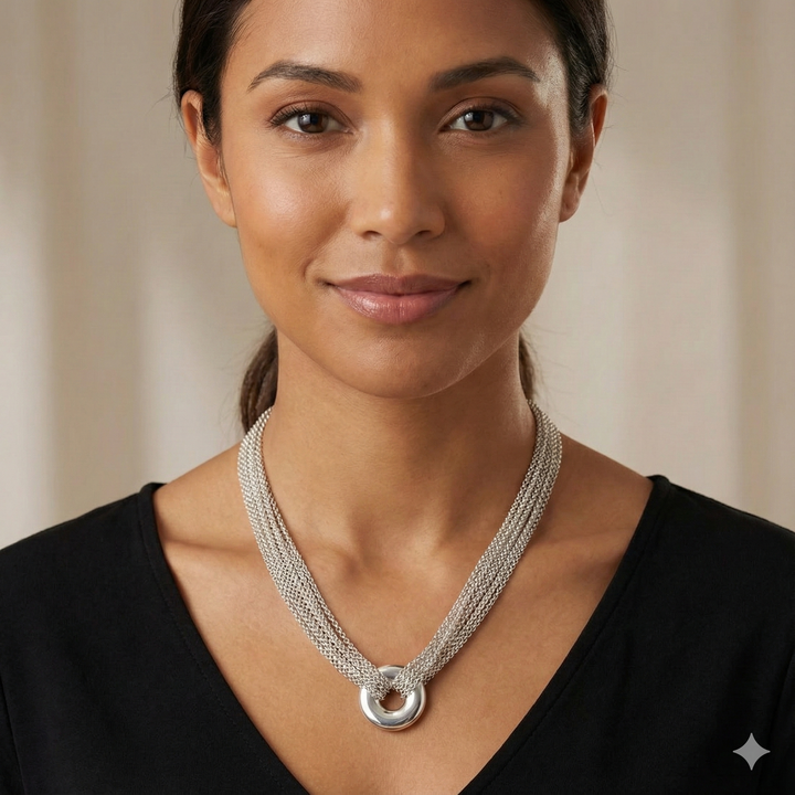 Vintage Tiffany &Co Sterling Silver Mesh Choker