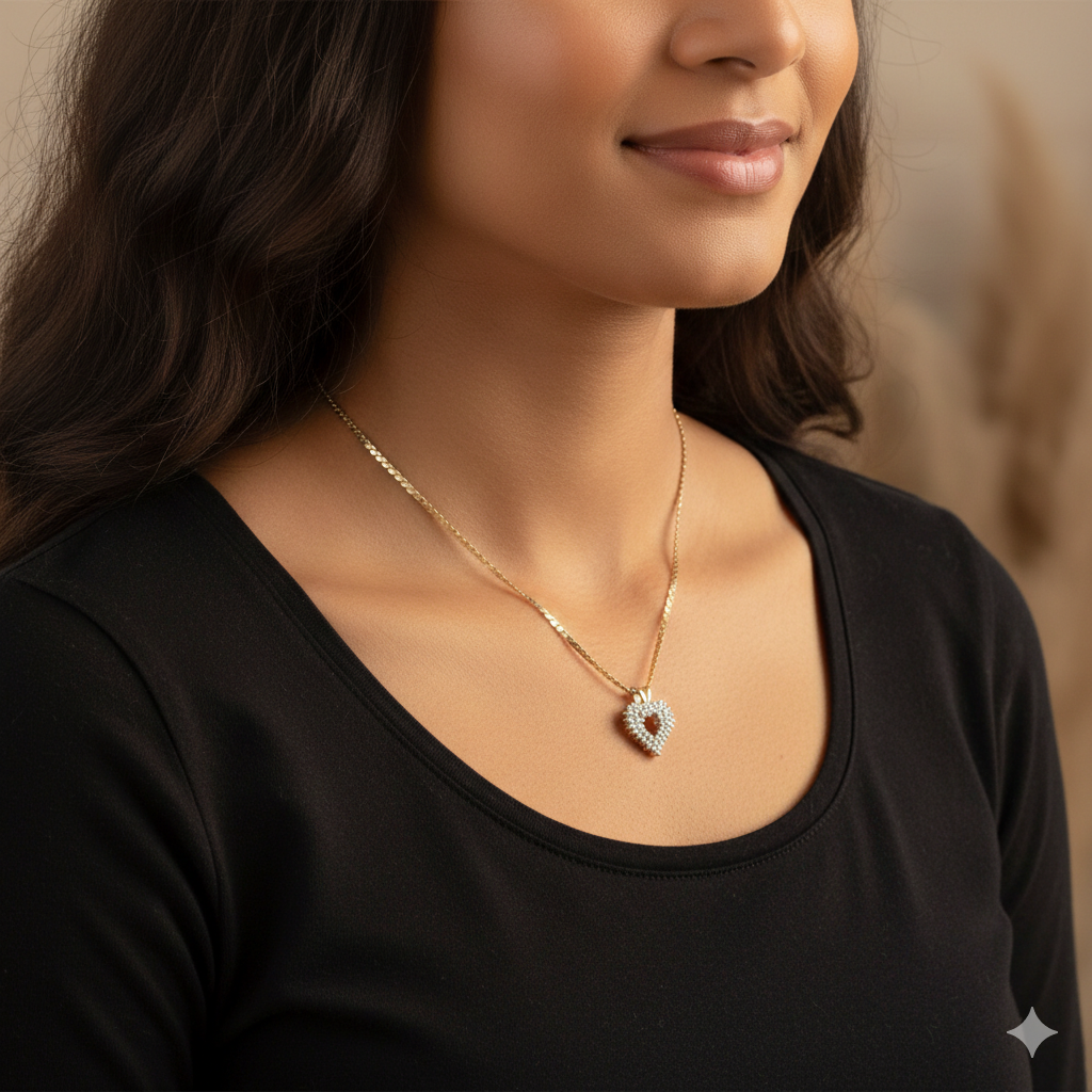 Gold & Diamond Encrusted Symmetrical Heart Choker