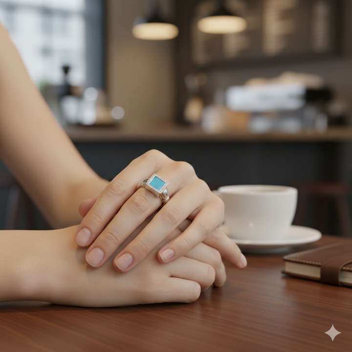 14K Gold, Diamond & Turquoise Statement Ring
