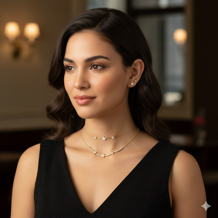 Elegant Gold and Diamond Starry Necklace