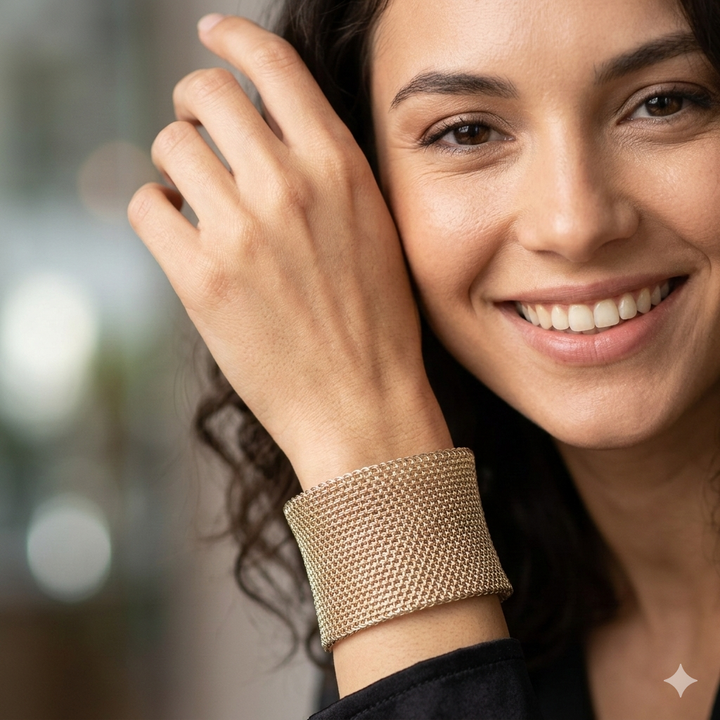 Sterling Silver Wide Ribbon Strap Bracelet
