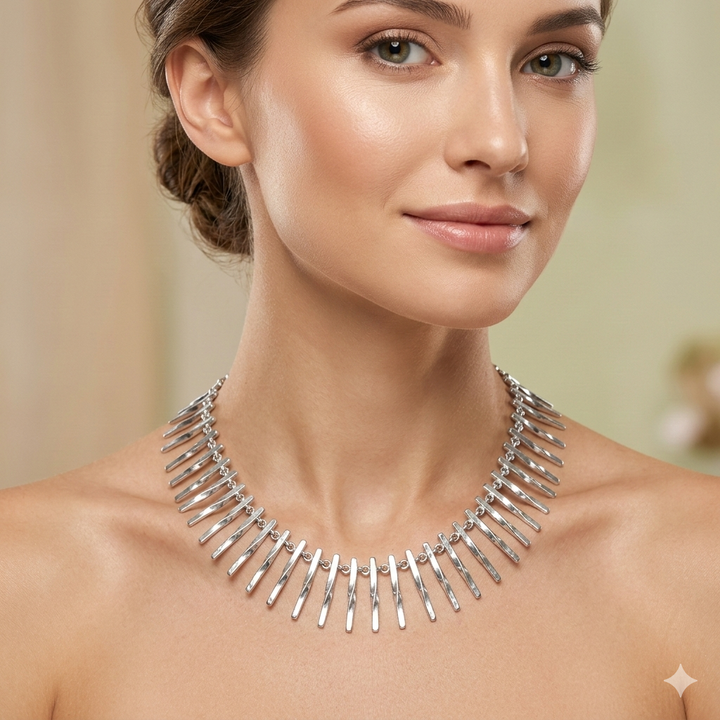 Cleopatra Style Twisted Bar Sterling Silver Choker