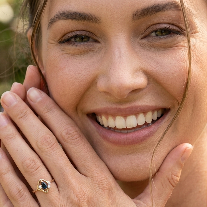 14k Gold, Lustrine & Diamond Elegant Ring