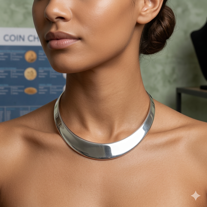 Classic Sterling Silver Modernist U Collar Necklace