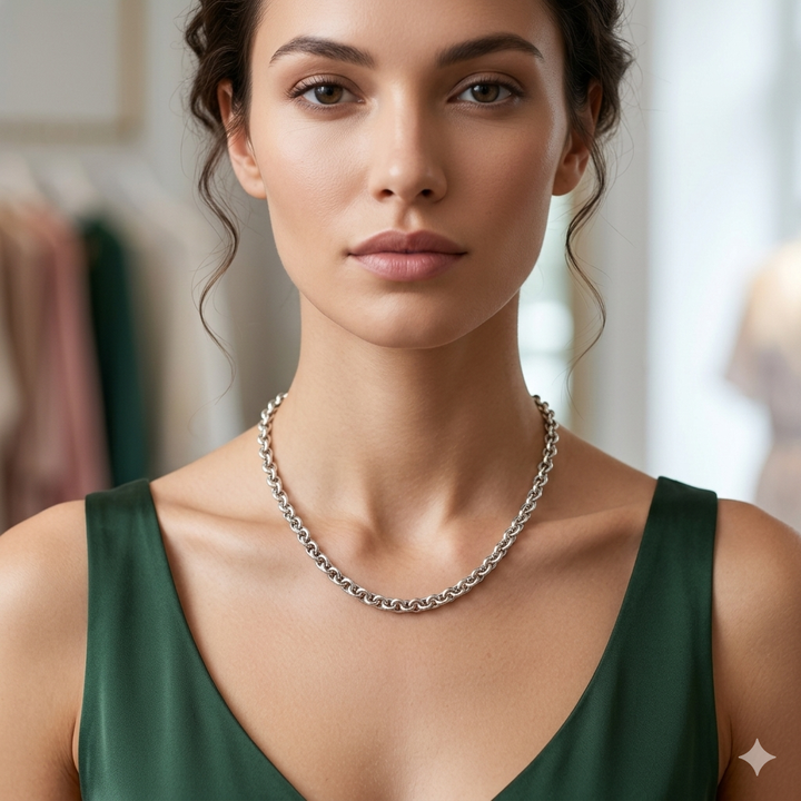 Sterling Silver Traditional Chain Link Toggle Catch Necklace