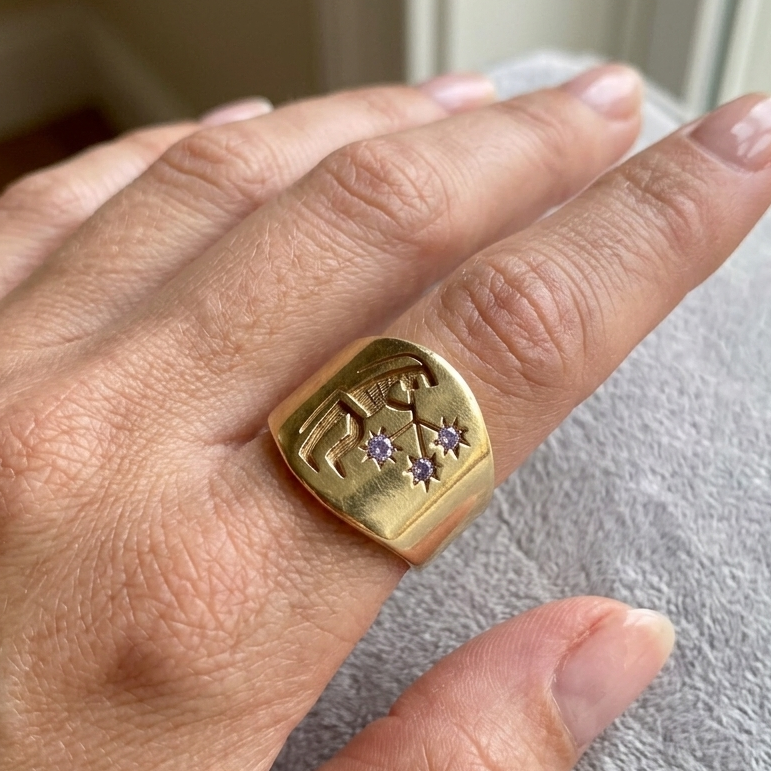 18K Gold & Diamond Kokopelli Wide Band Statement Ring