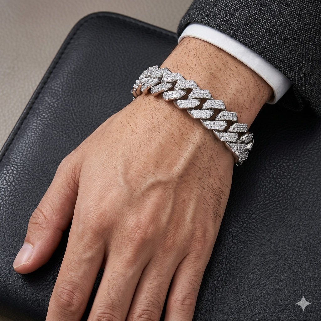XL Cuban Link Sterling Silver CZ Iced Out Bracelet