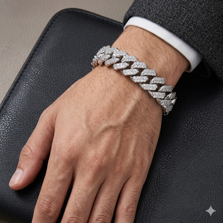 XL Cuban Link Sterling Silver CZ Iced Out Bracelet
