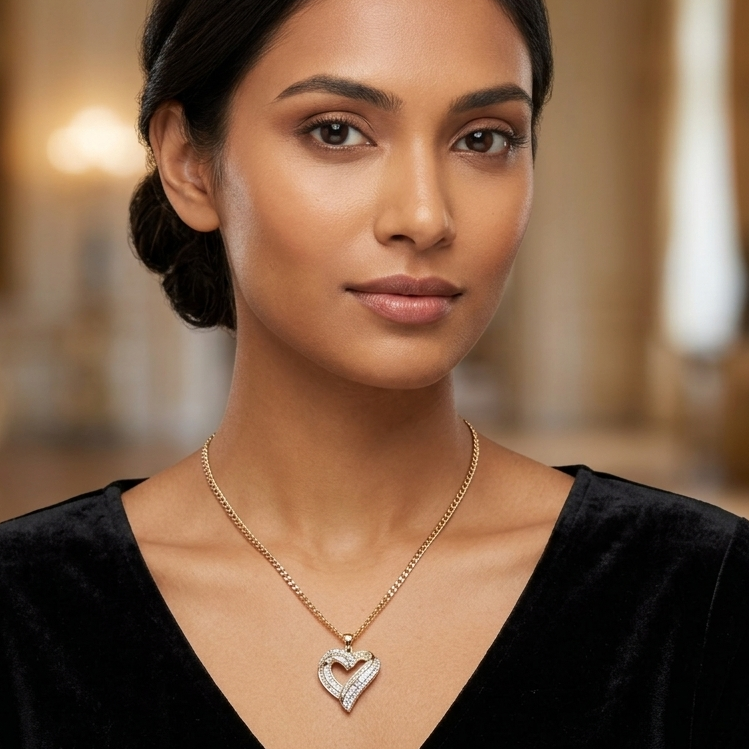 14K Gold & Diamond Asymmetrical Heart Necklace