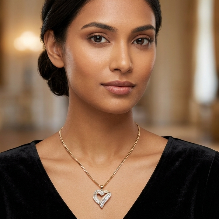 14K Gold & Diamond Asymmetrical Heart Necklace