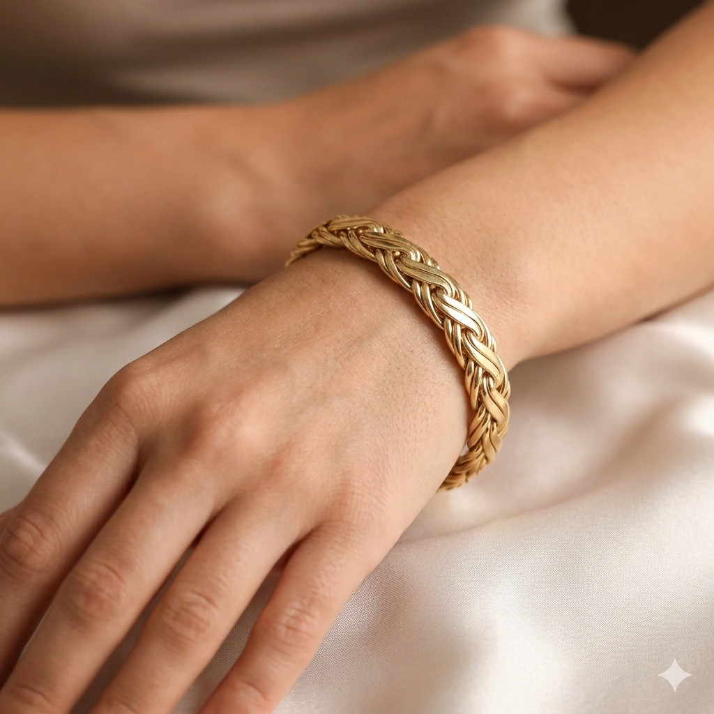 18K Gold Tiffany Russian Weave Byzantine Bracelet
