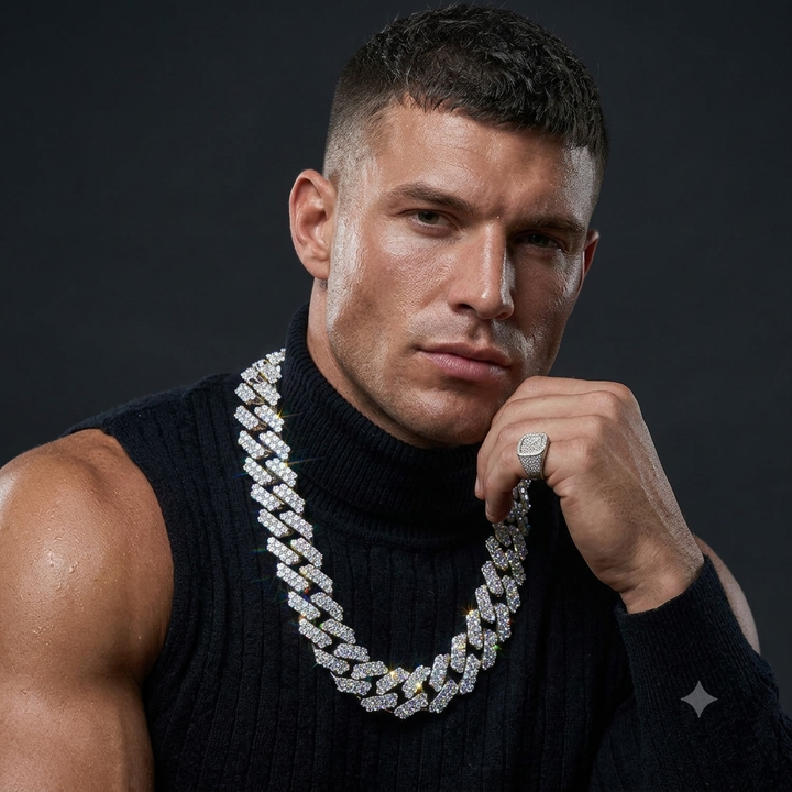 Sterling Silver Ultra Bling Over-Sized Iced Out Cuban Necklace