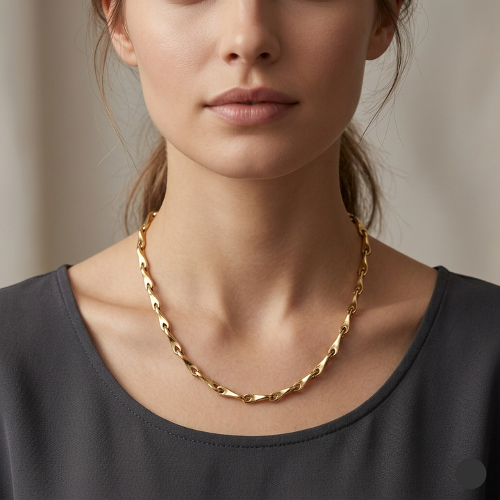 18K Gold Georg Jensen Reflect Slim Link Necklace