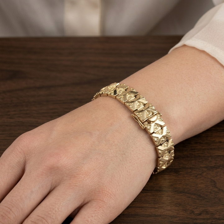 14K Gold Dichotomy Chunky Statement Bracelet