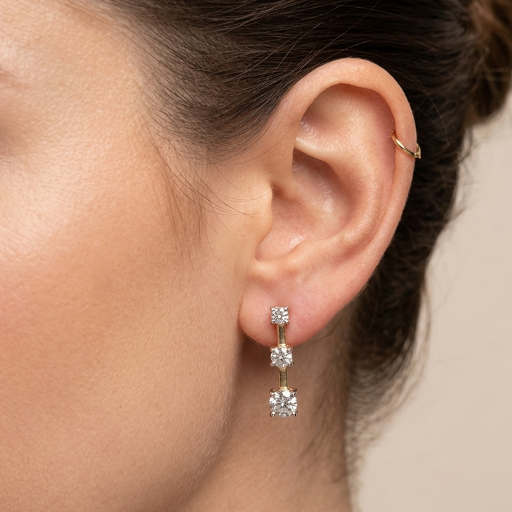 10K Gold & Triple Illusion Diamond Drop Earrings
