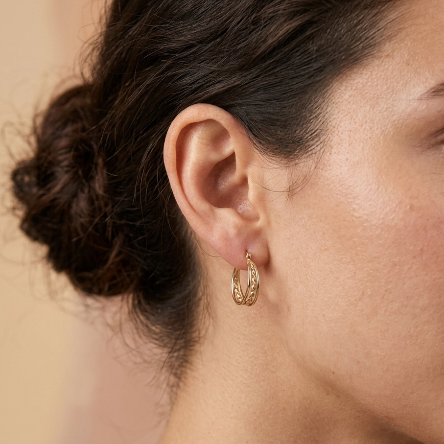 14k Gold Double Twist Hoop Earrings