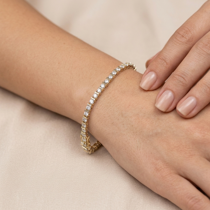 14K Gold & Diamond Hybrid Set Diamond Tennis Bracelet