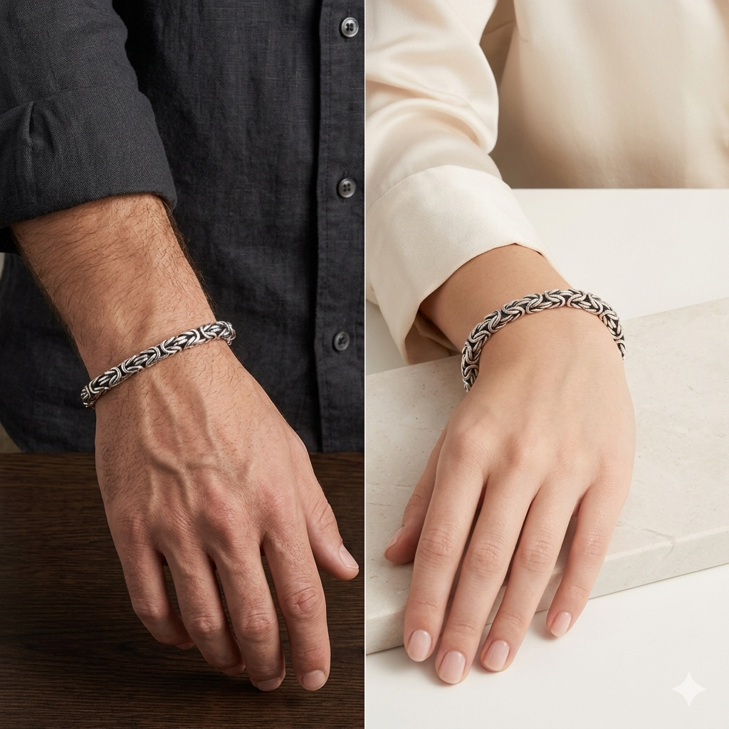 Chunky Sterling Silver Byzantine Statement Bracelet