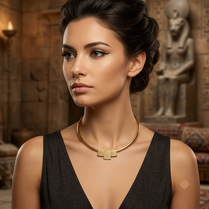 14K Gold Slinky Omega Link, Sliding Meander Necklace