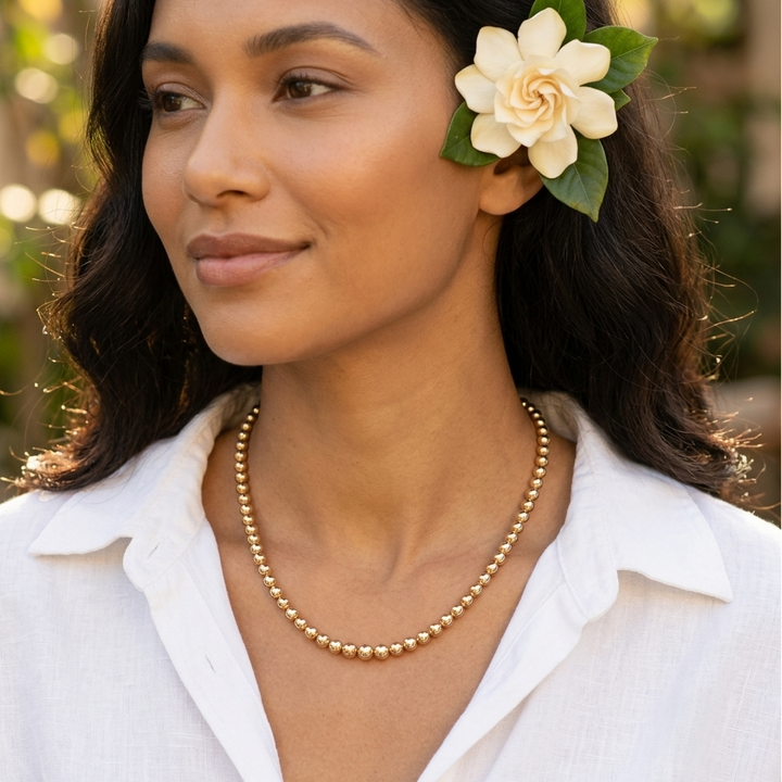 14K Gold Graduated Sliding Bead Necklace