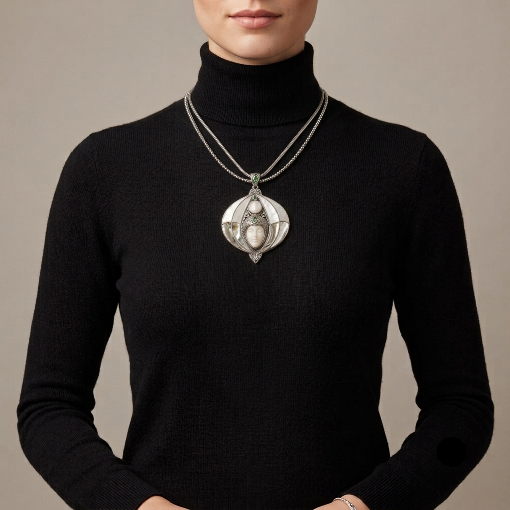 Pair of Sterling Silver Bali Goddess Necklaces