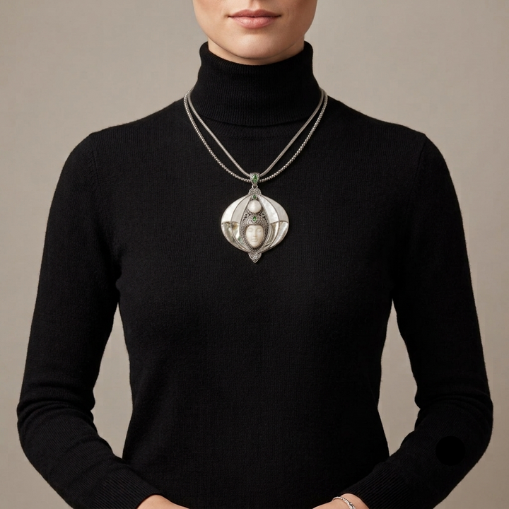 Pair of Sterling Silver Bali Goddess Necklaces