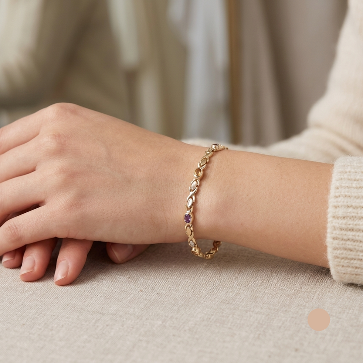 14K Gold Hugs-N-Kisses Multi-Gem Bracelet