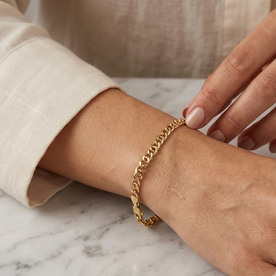 18K Gold Intertwined Cuban Link Bracelet