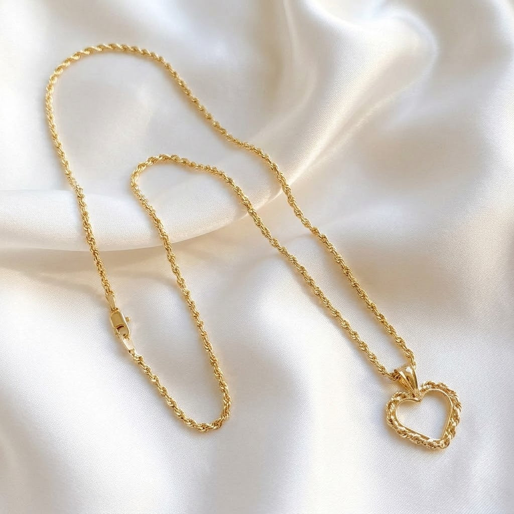 14K Gold Framed Open Heart Necklace