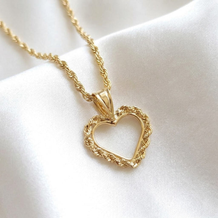 14K Gold Framed Open Heart Necklace