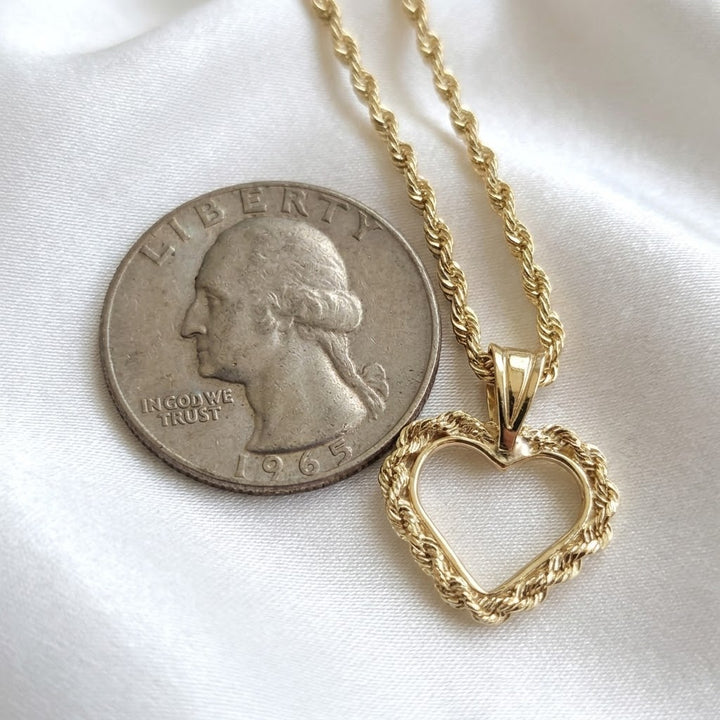 14K Gold Framed Open Heart Necklace