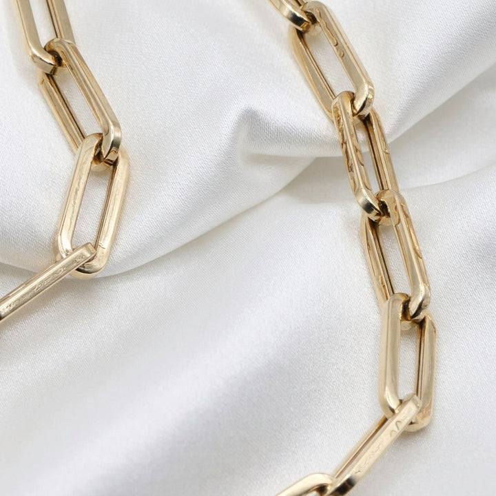 14K Gold Traditional Long Chain Link Necklace