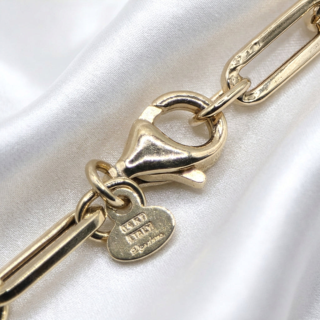 14K Gold Traditional Long Chain Link Necklace