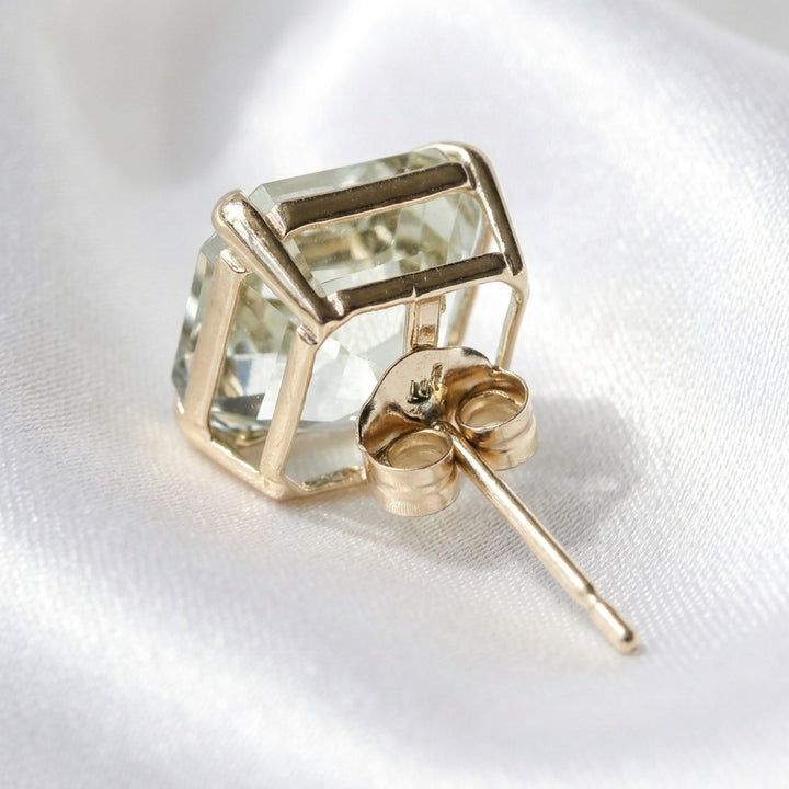 14K Gold & Light Blue quartz Stud Earrings
