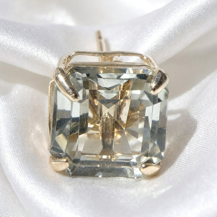 14K Gold & Light Blue quartz Stud Earrings