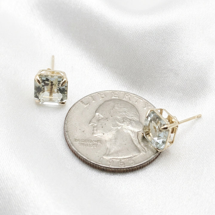 14K Gold & Light Blue quartz Stud Earrings