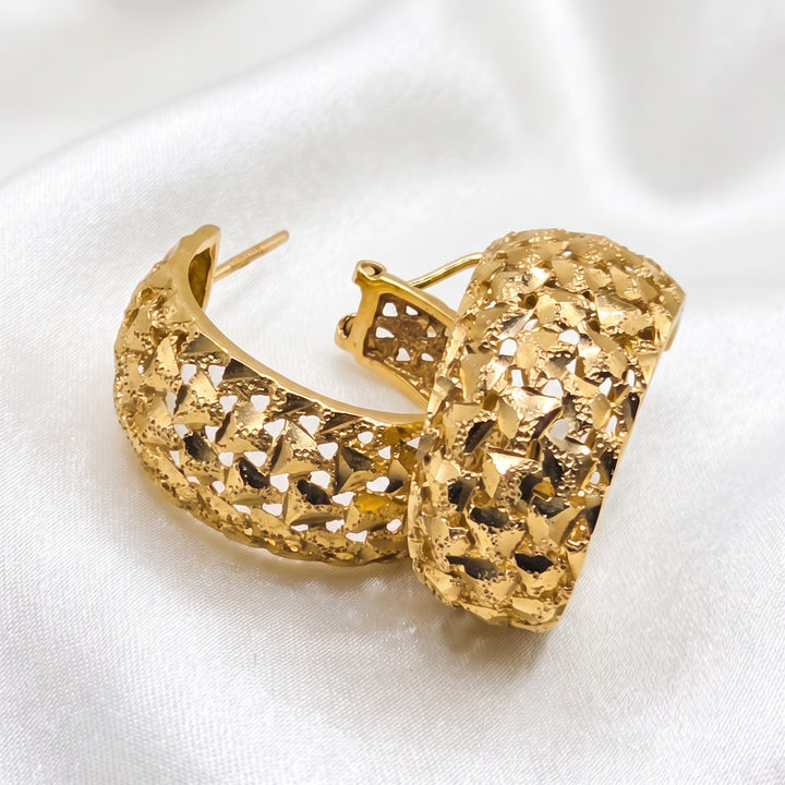 14K Gold Rough Nugget Brutalist Wide Hoop Earrings