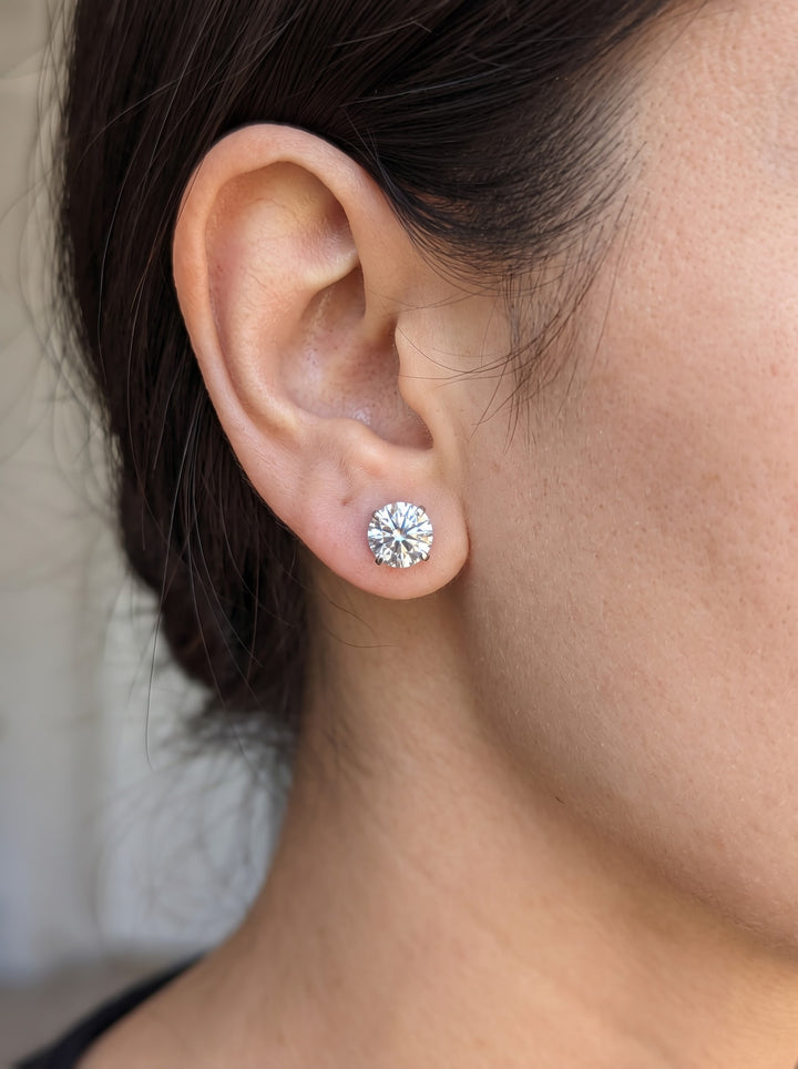 14K Gold & Simulant Round Diamond Stud Earrings