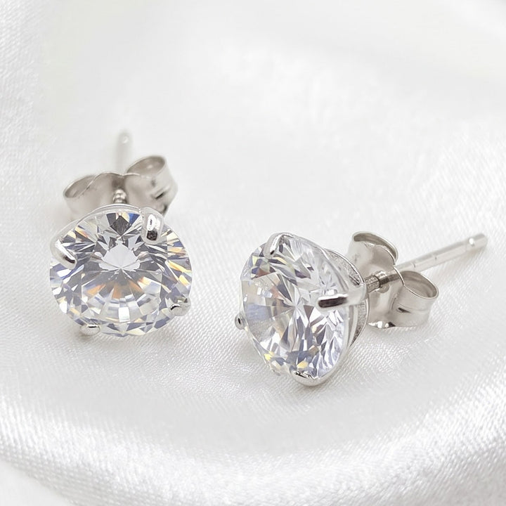 14K Gold & Simulant Round Diamond Stud Earrings