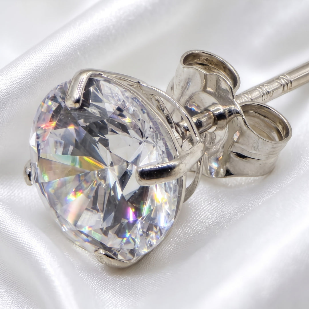 14K Gold & Simulant Round Diamond Stud Earrings