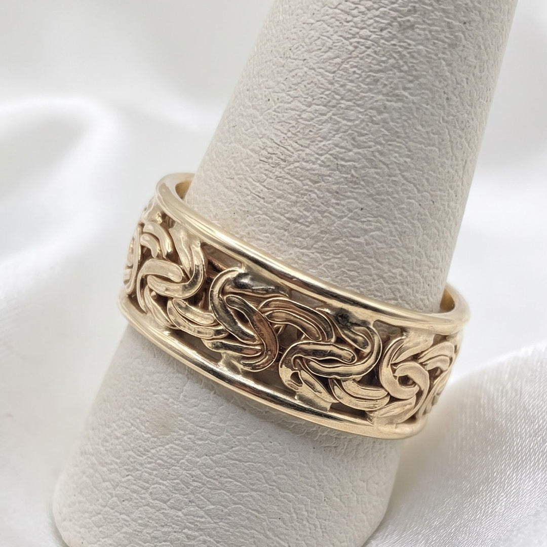 14K Gold Byzantine Weave Elegant Statement Ring