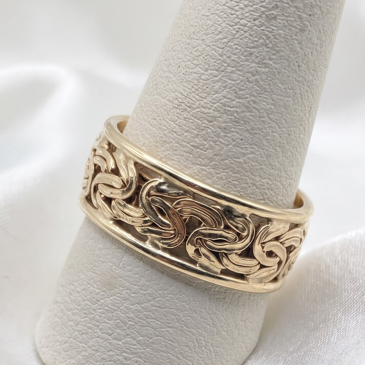 14K Gold Byzantine Weave Elegant Statement Ring