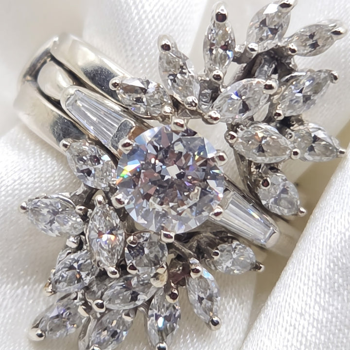 14K Gold & Diamond Statement/Engagement Ring w Enhancer