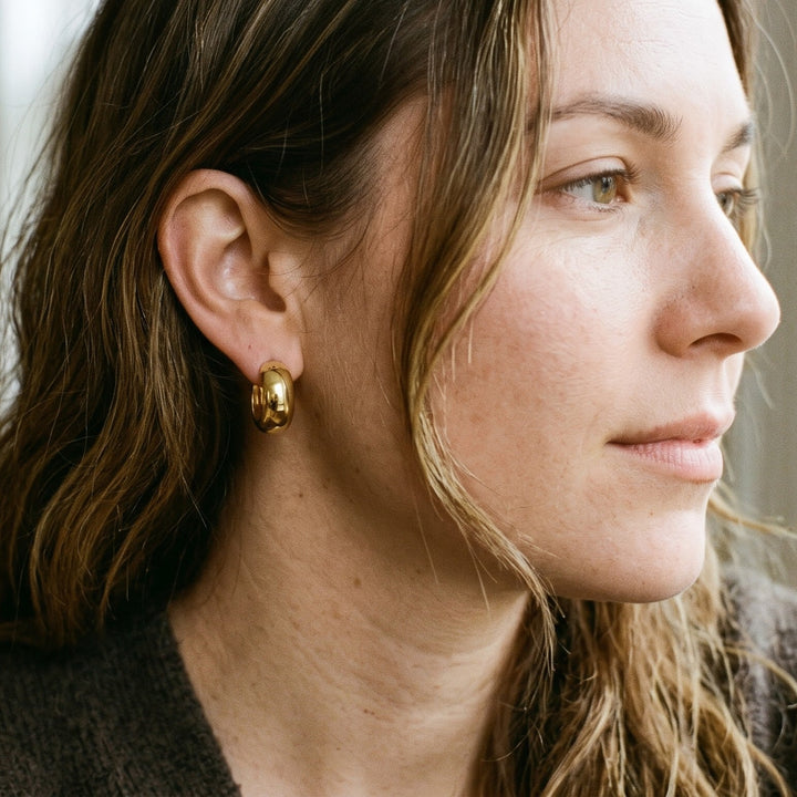 14K Gold Mini Wide Hoop Earrings