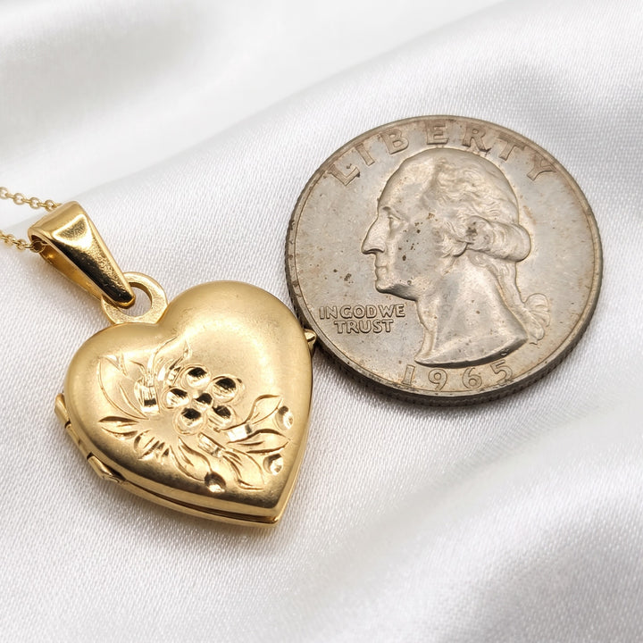 14K Gold 'Key To My Heart' Double Sided Locket Cuban Necklace