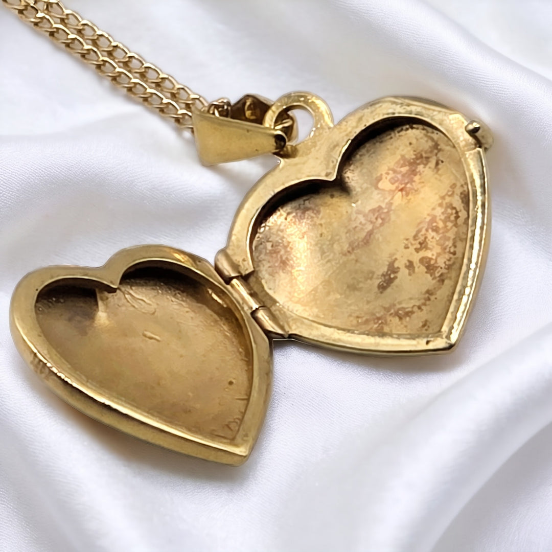 14K Gold 'Key To My Heart' Double Sided Locket Cuban Necklace